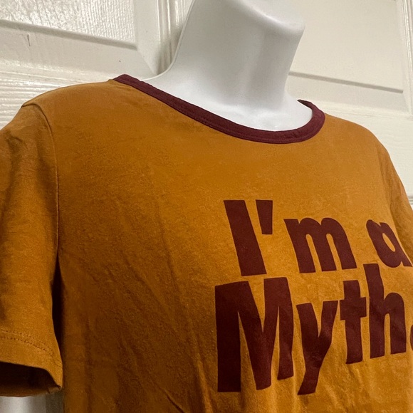 Zara Mustard Brown “I’m A Myth” Cotton T Shirt - Picture 9 of 12